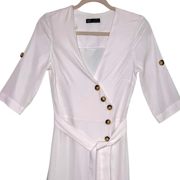 TRF Collection Zara White Long Dress With Buttons and Sash Size XS - Picture 4 of 9